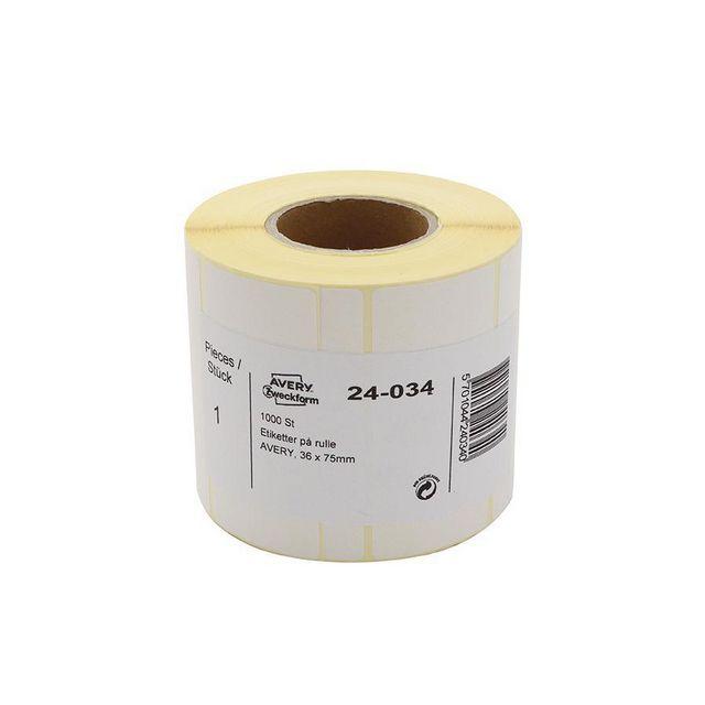 Label AVERY on roll 75x36mm 1000/rl