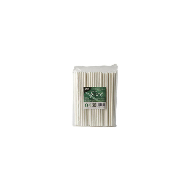 Straws PURE paper 6mmx20cm white 100/pack