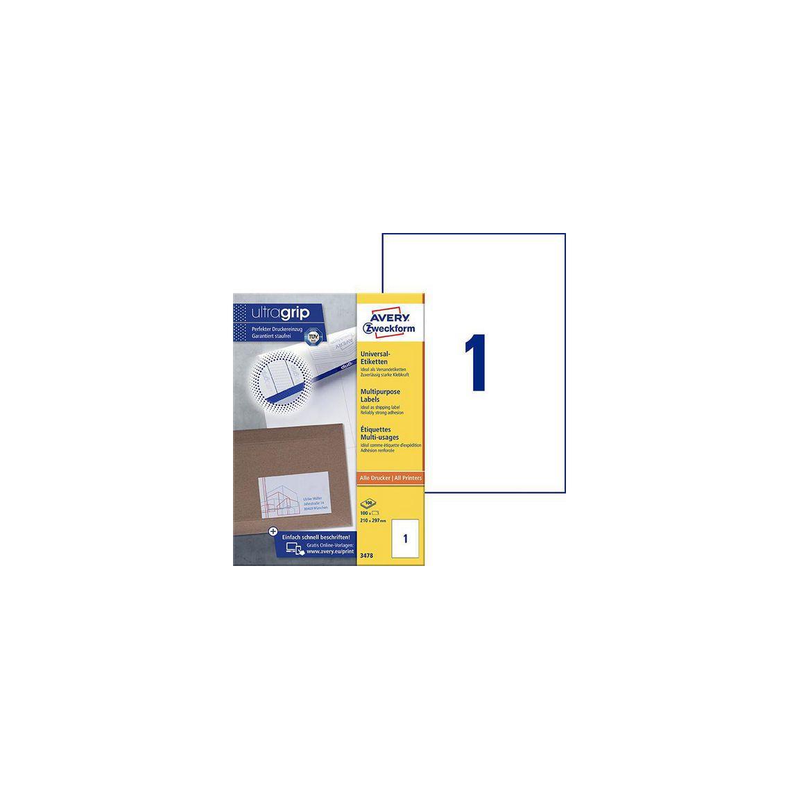 Label AVERY 210x297mm 100/pc