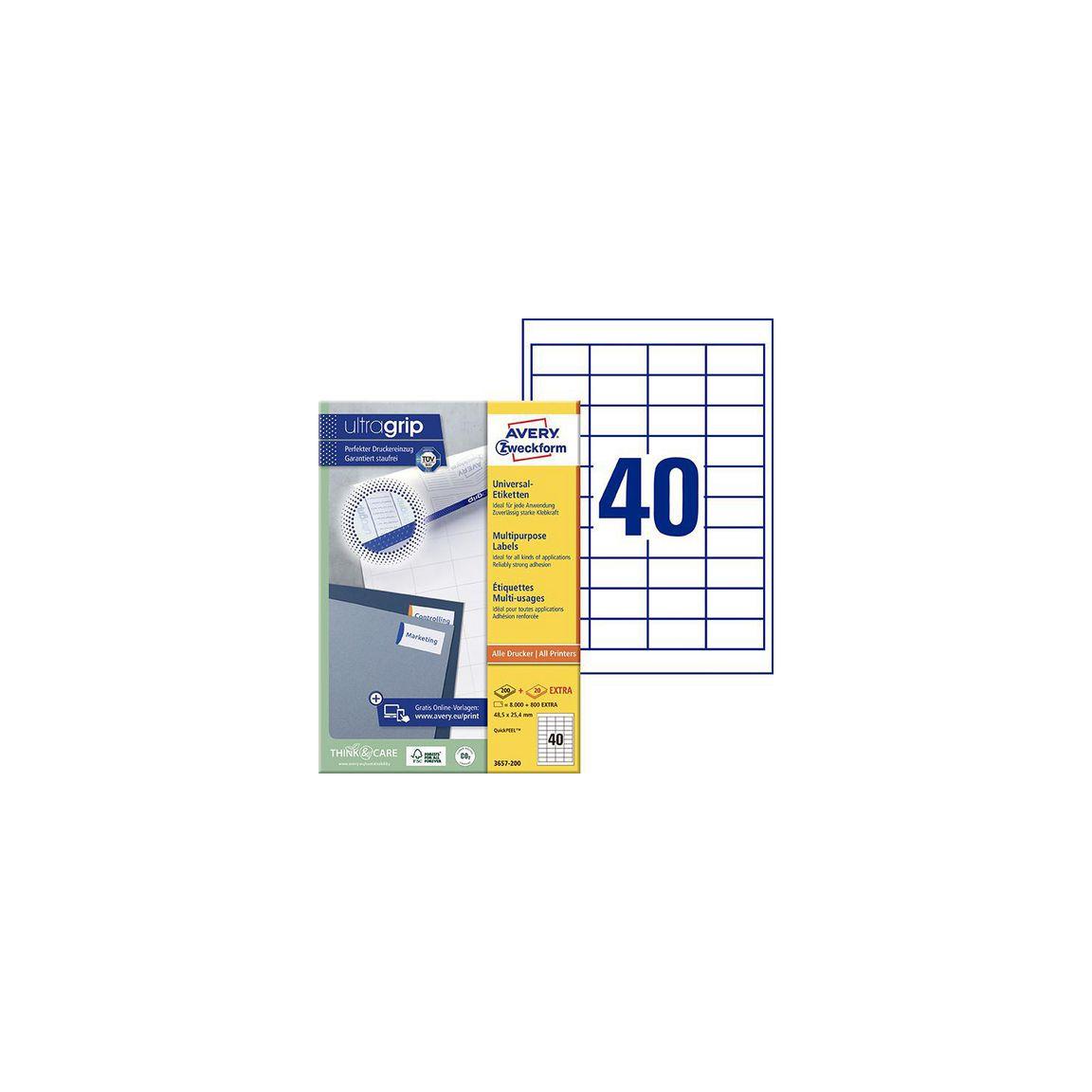 Label AVERY 48,5x25,4mm 4000/fp