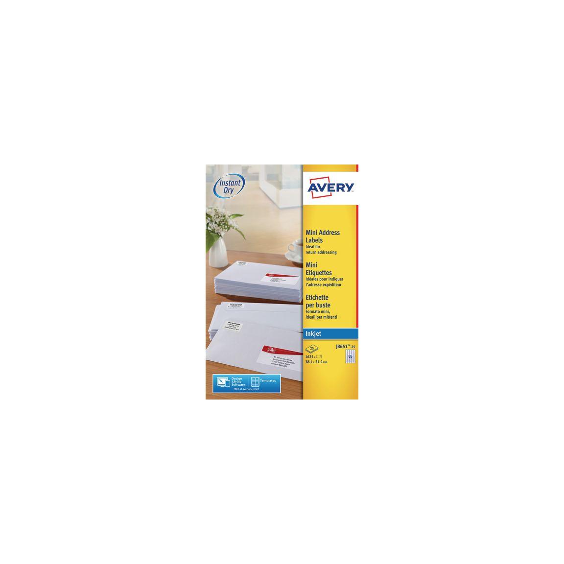 Label AVERY QD 38,1x21,2mm 1625/fp