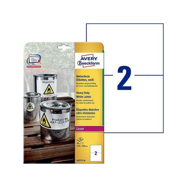 Label AVERY durable 210x148mm 40/pc