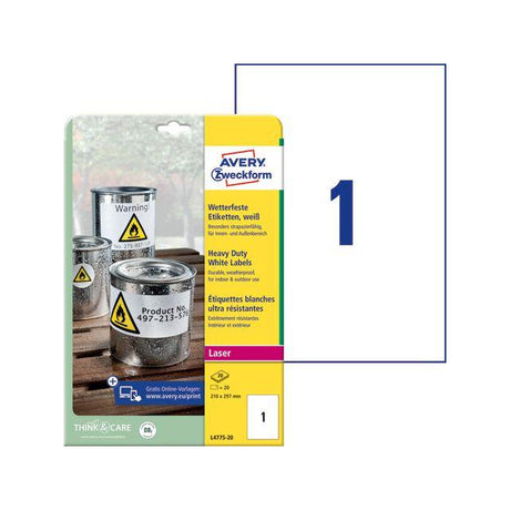 Label AVERY Durable 210x297mm 20/pc