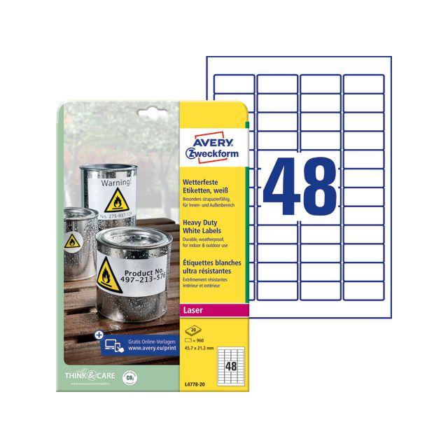 Label AVERY Slit.45,7x21,2mm 960/pc