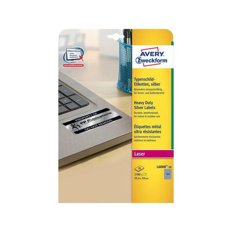 Label AVERY 25,4x10mm silver 3780/fp