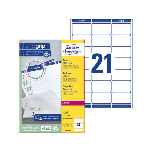 Label AVERY UG 63,5x38,1mm 2100/fp
