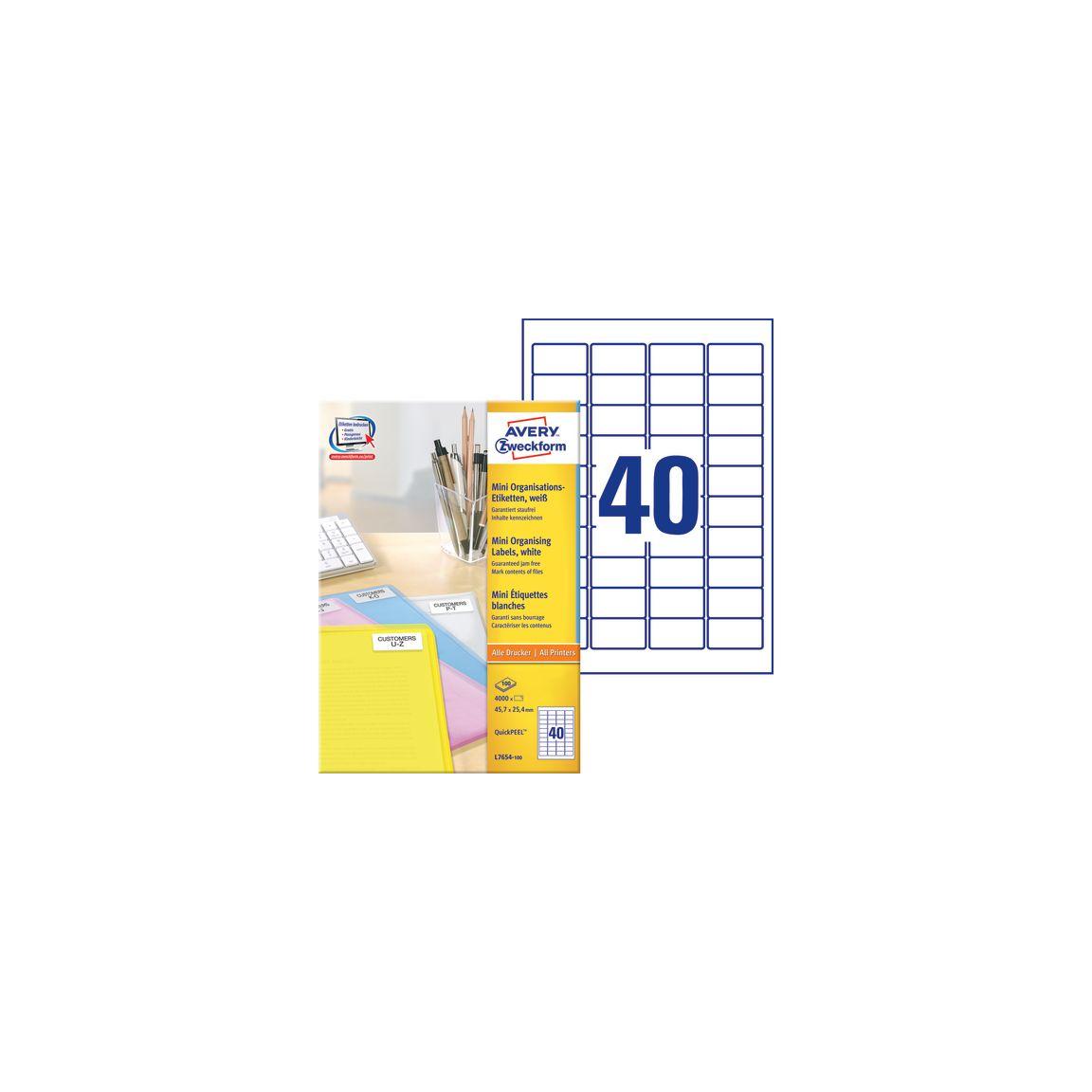 Address label AVERY 45,7x25,4mm 4000/pc