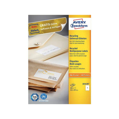 Label AVERY recycled 210x297 100/pc