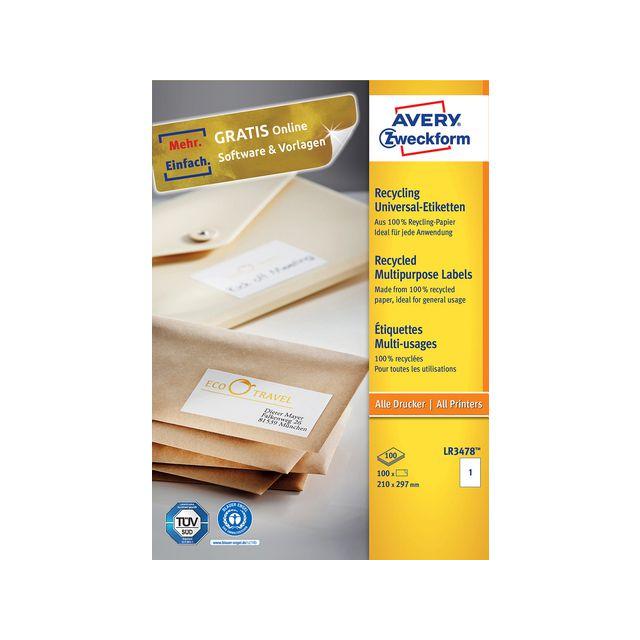Label AVERY recycled 210x297 100/pc
