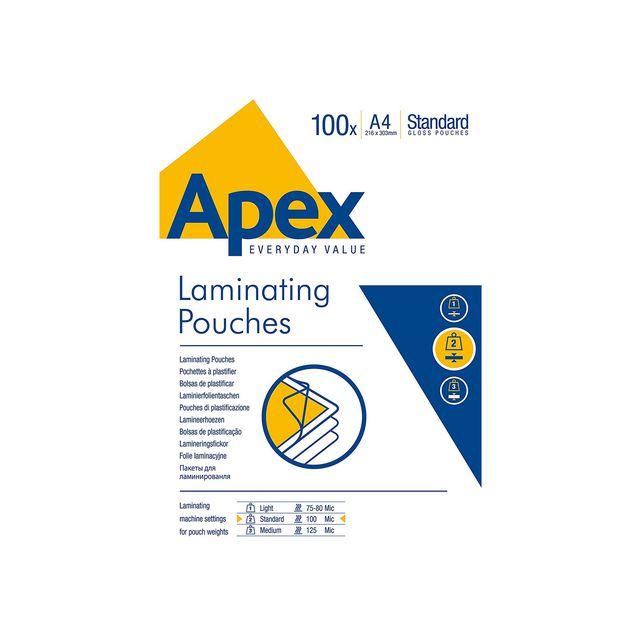 Laminate APEX A4 100mic clear 100/pack