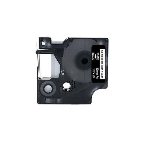 Tape 12mm white on black