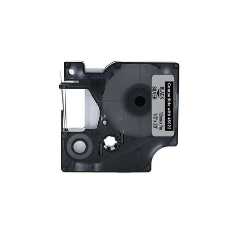 Tape 12mm black on silver