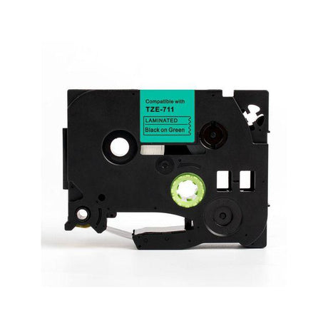 Tape 6mm TZe-711 black on green