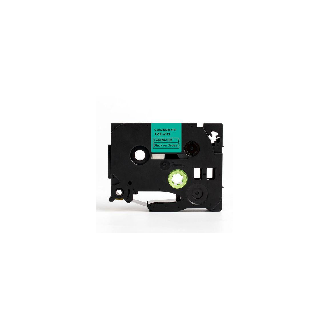 Tape 12mm TZe-731 black on green