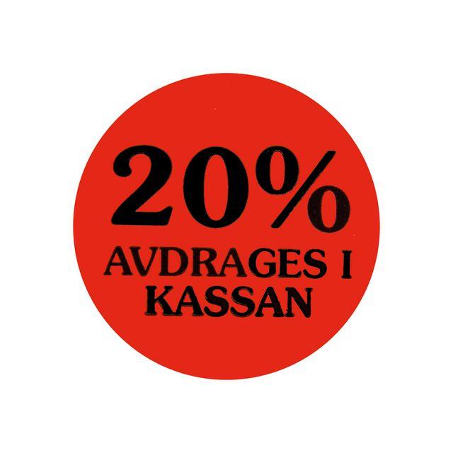 Label 20% deducted at the till 2000/RL