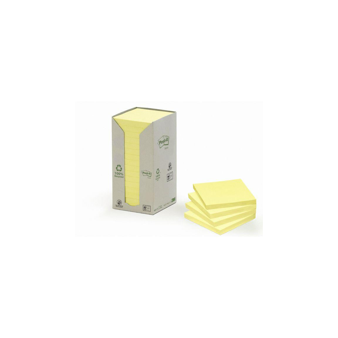 Notes POST-IT 100% recy 76x76 yellow 16/pc