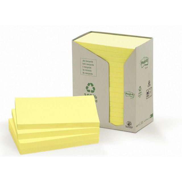 Notes POST-IT 100% recy 127x76 yellow 16/pc