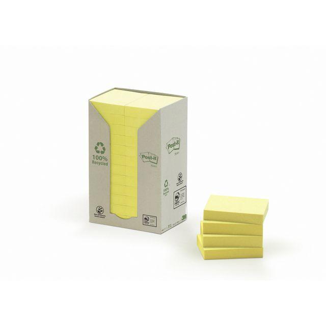Notes POST-IT 100% recy 38x51 yellow 24/pc