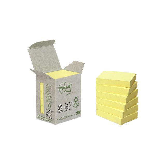Notes POST-IT 100% recy 38x51mm yellow 6/pc