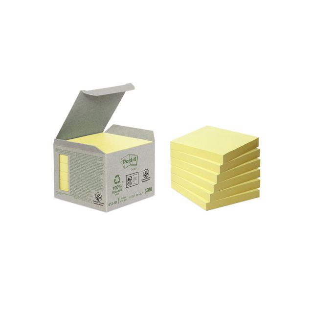 Notes POST-IT 100% recy 76x76mm yellow 6/pc