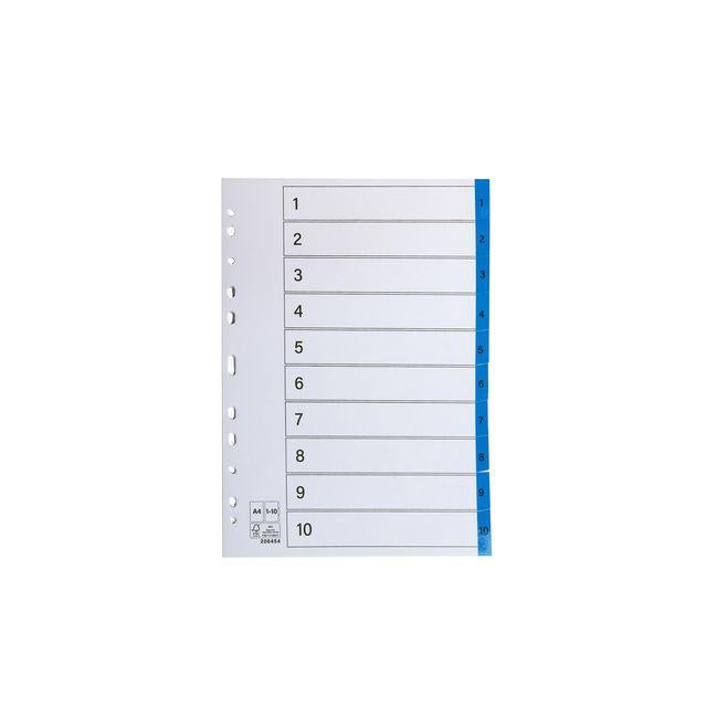 Register plastic tab 1-10 blue 10/pack