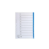 Register plastic tab 1-10 blue 10/pack