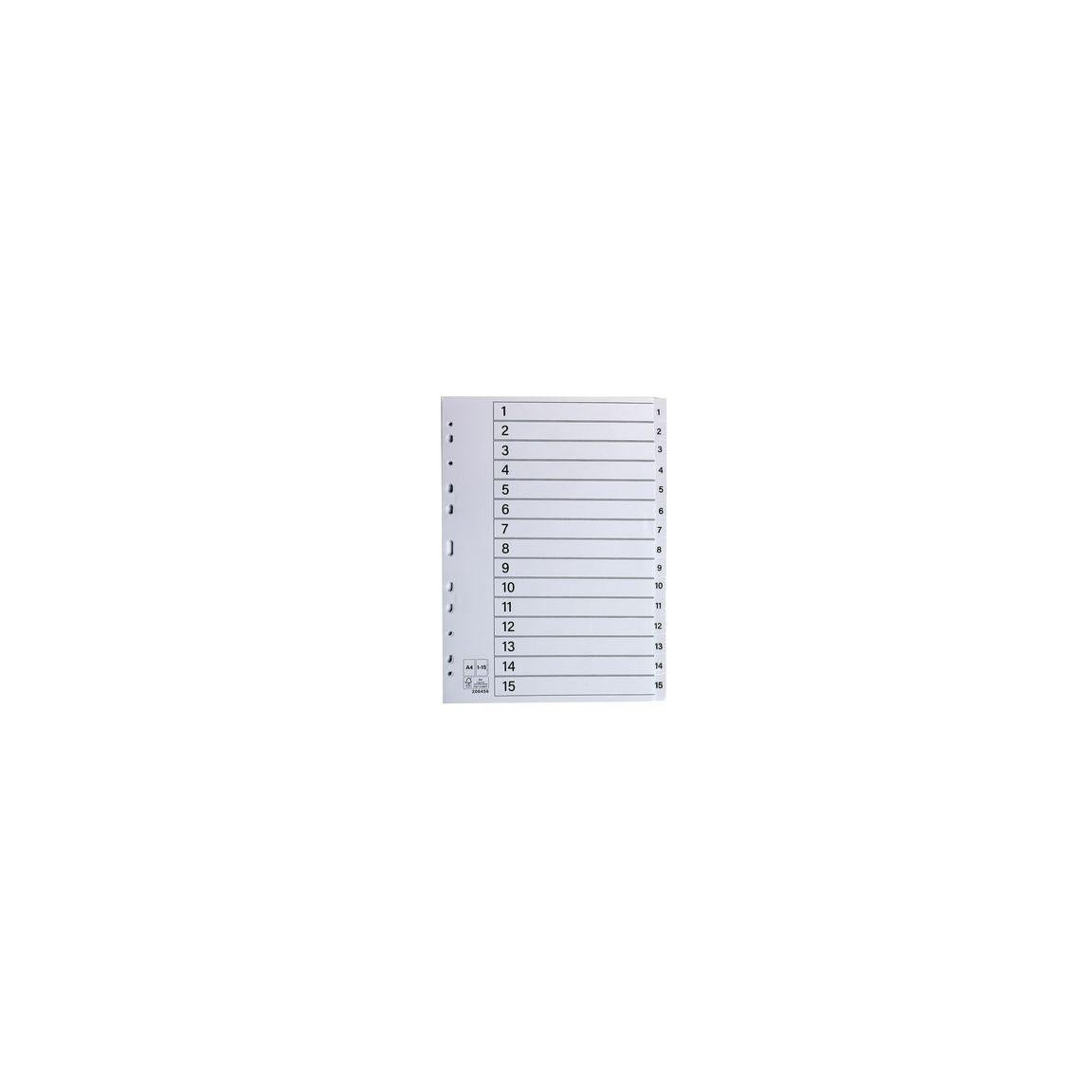 Register plastic tab 1-15 white 10/pack