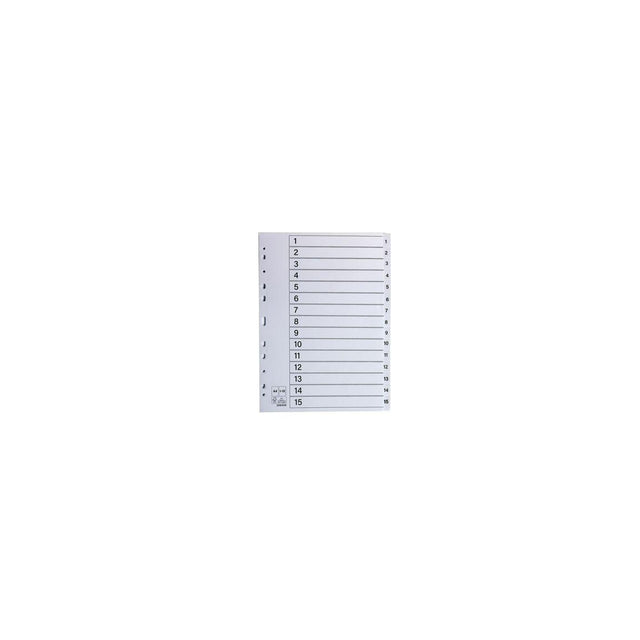 Register plastic tab 1-15 white 10/pack