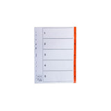 Register plastic tab 1-5 orange 20/pack