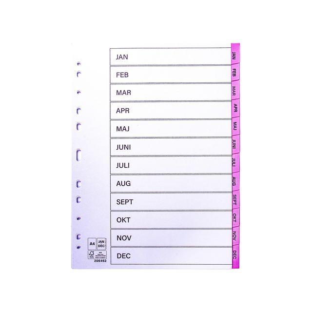Register plastic tab Jan-Dec pink 10/pack