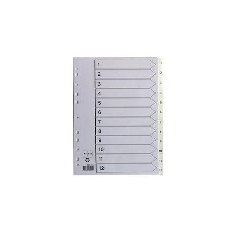 Plastic register A4 1-12 white