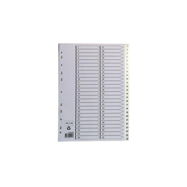 Plastic register A4 1-52 white