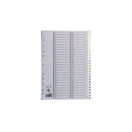 Plastic register A4 1-52 white