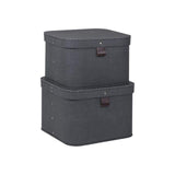 Storage box w.lid cardboard black 2/pc