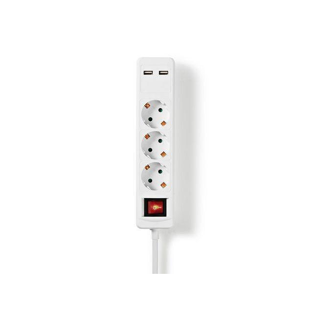Branch outlet NEDIS earthed 3-way + 2 USB