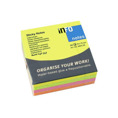 Notes INFO NOTES cube 75x75mm neon