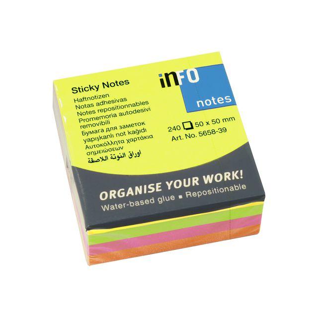 Notes INFO NOTES cube 50x50mm neon