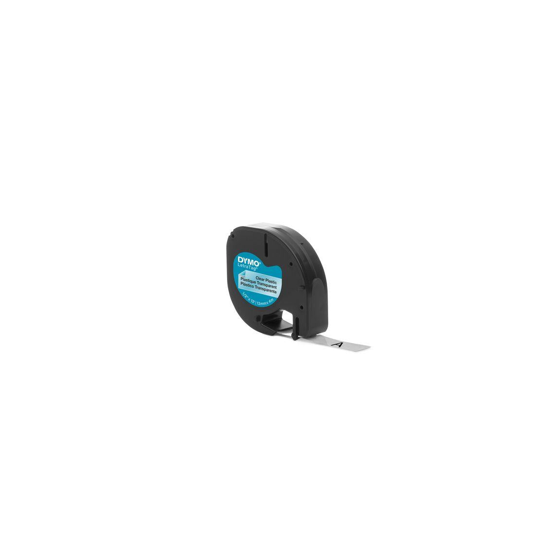 Tape LetraTAG plastic 12mm black on transp