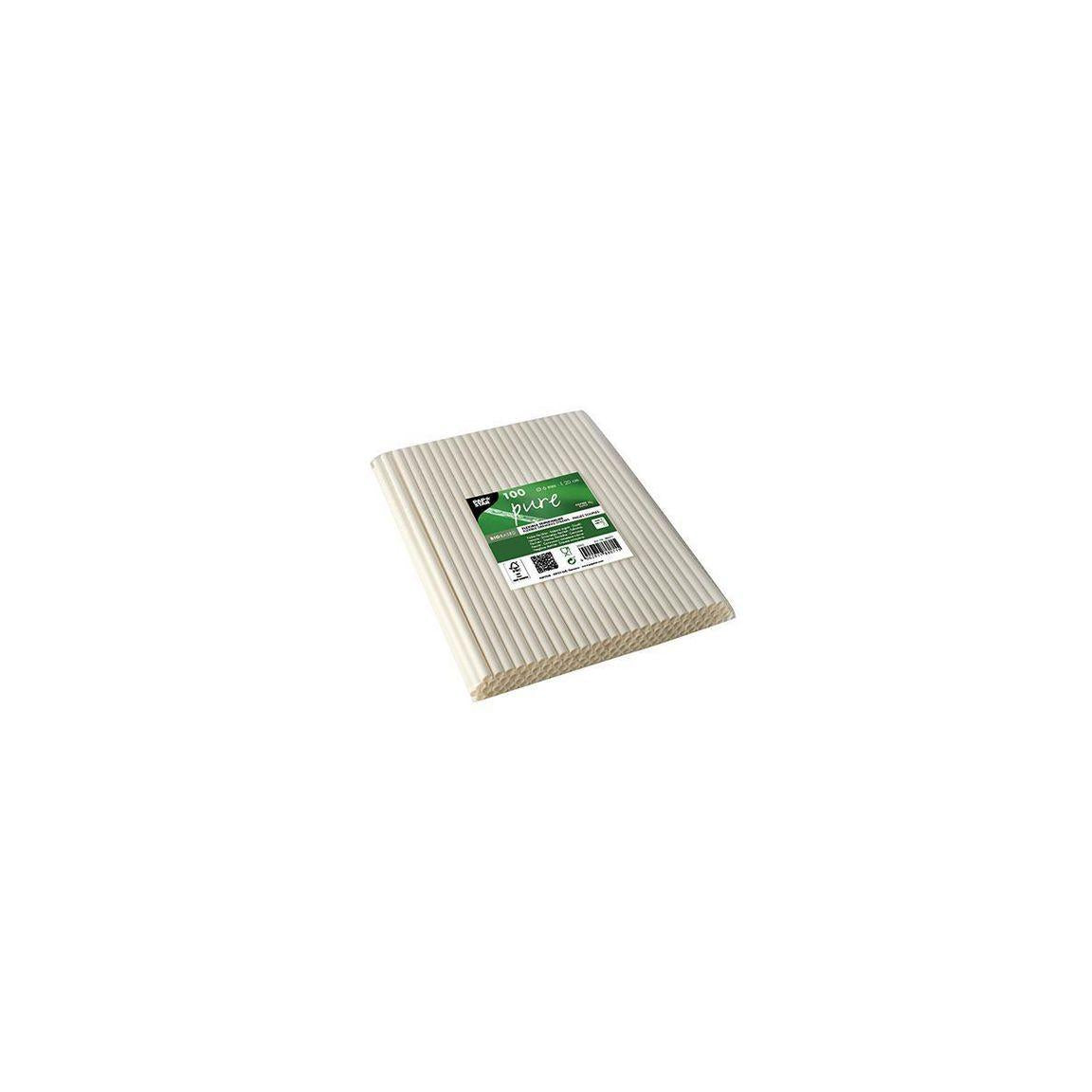 Straws PURE paper 6mmx20cm white 100/pack