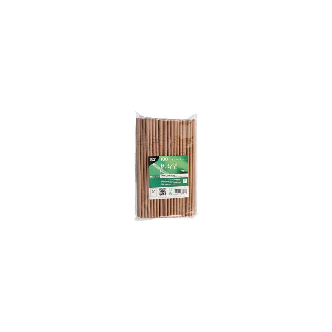 Straws PURE cardboard bendable 6mmx20cm 100/pc