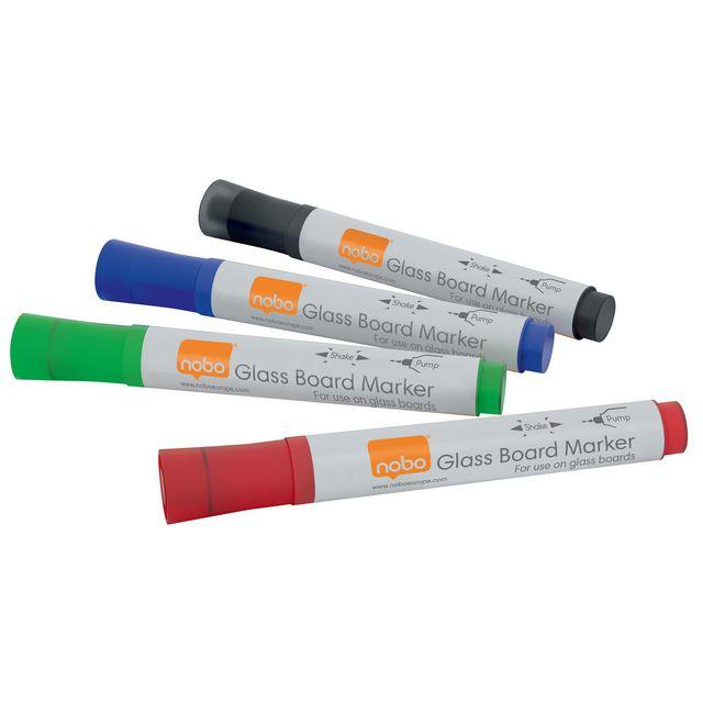 Whiteboard pen glass NOBO black colour 4/pc