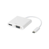 Adapter DELTACO HDMI/VGA/Audio/USB-C white