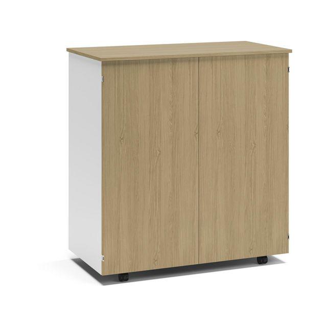 Cubic workstation white/oak