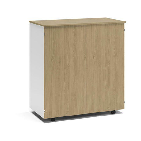 Cubic workstation white/oak