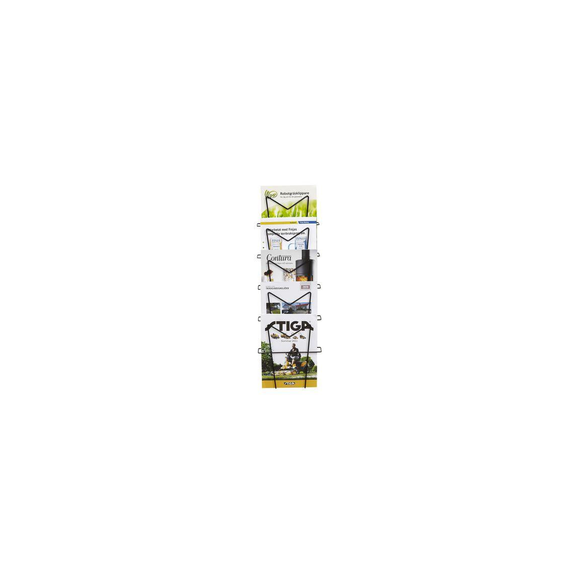 Brochure stand A4 portrait 5 compartments black