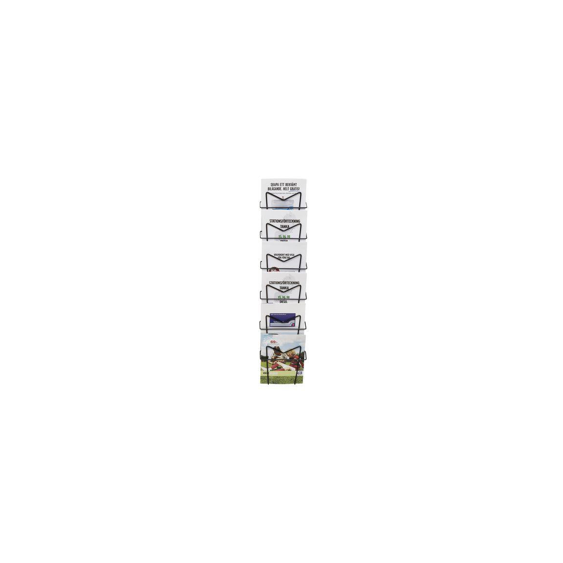 Brochure stand A5 portrait 6 compartments black