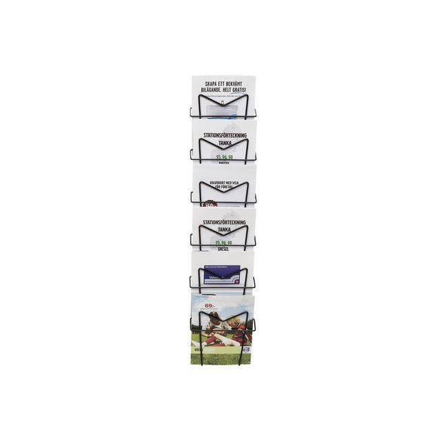 Brochure stand A5 portrait 6 compartments black