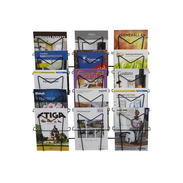 Brochure stand A4 portrait 15 compartments black