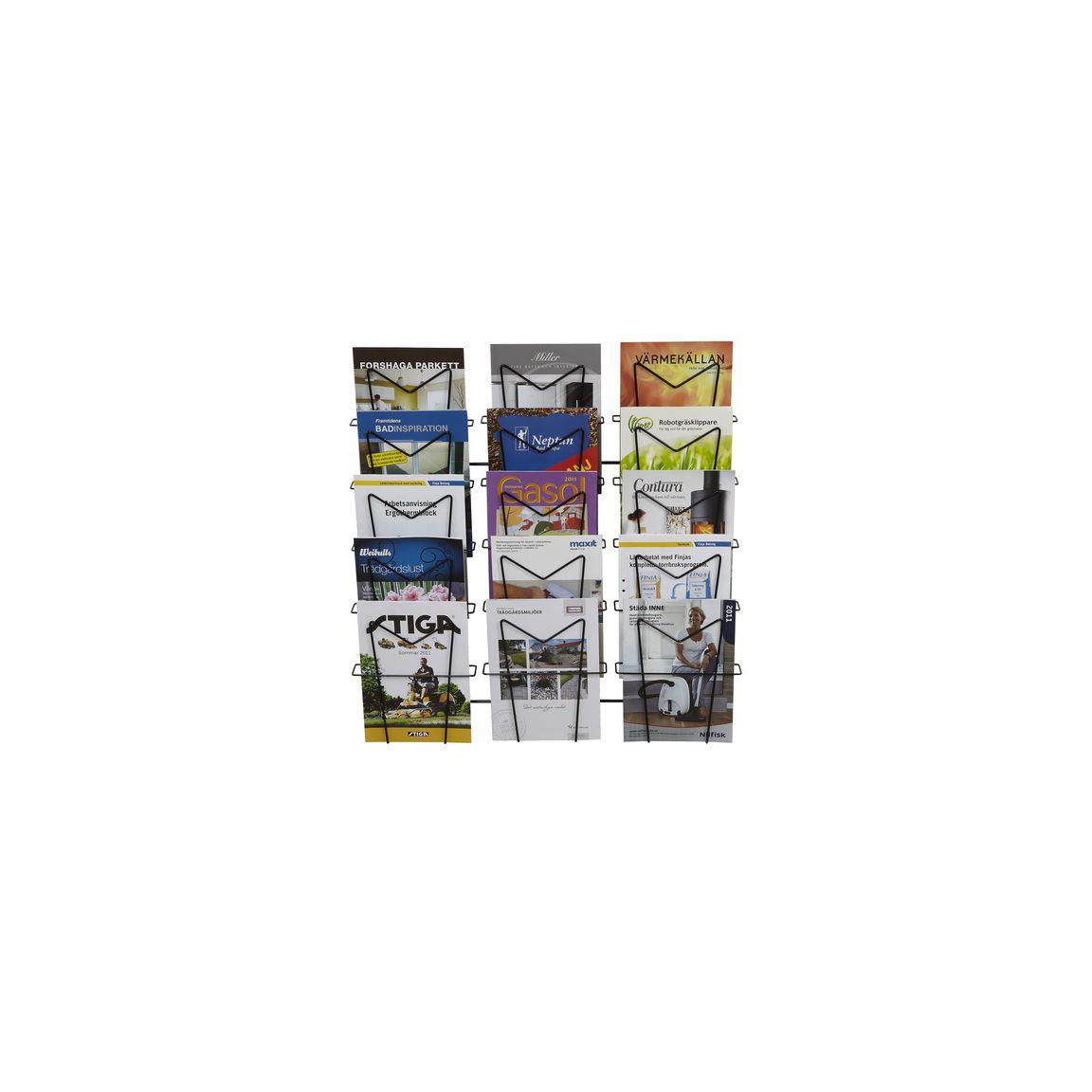 Brochure stand A4 portrait 15 compartments black