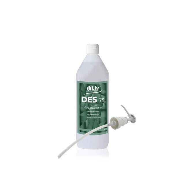 Hand sanitiser LIV Des75 with pump 1L